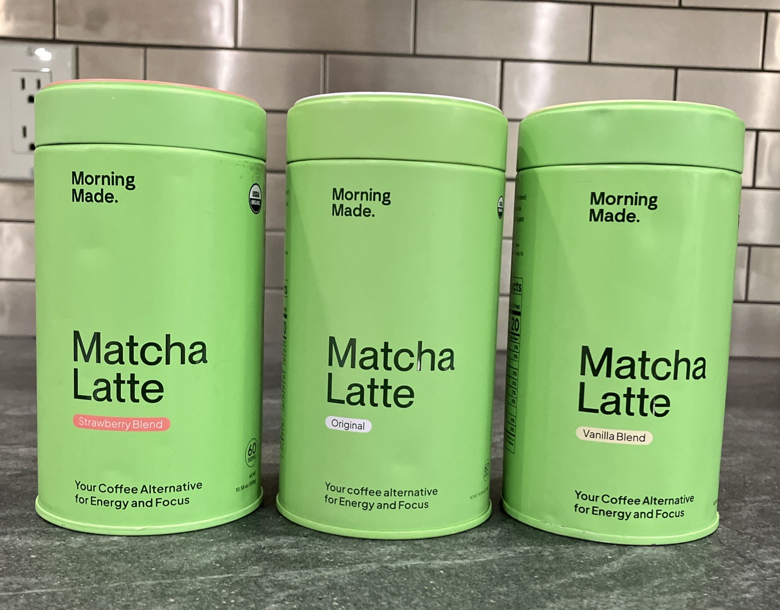 Morning Made. Organic Matcha Latte 300g 3 Pack- Original, Strawberry, Vanilla
