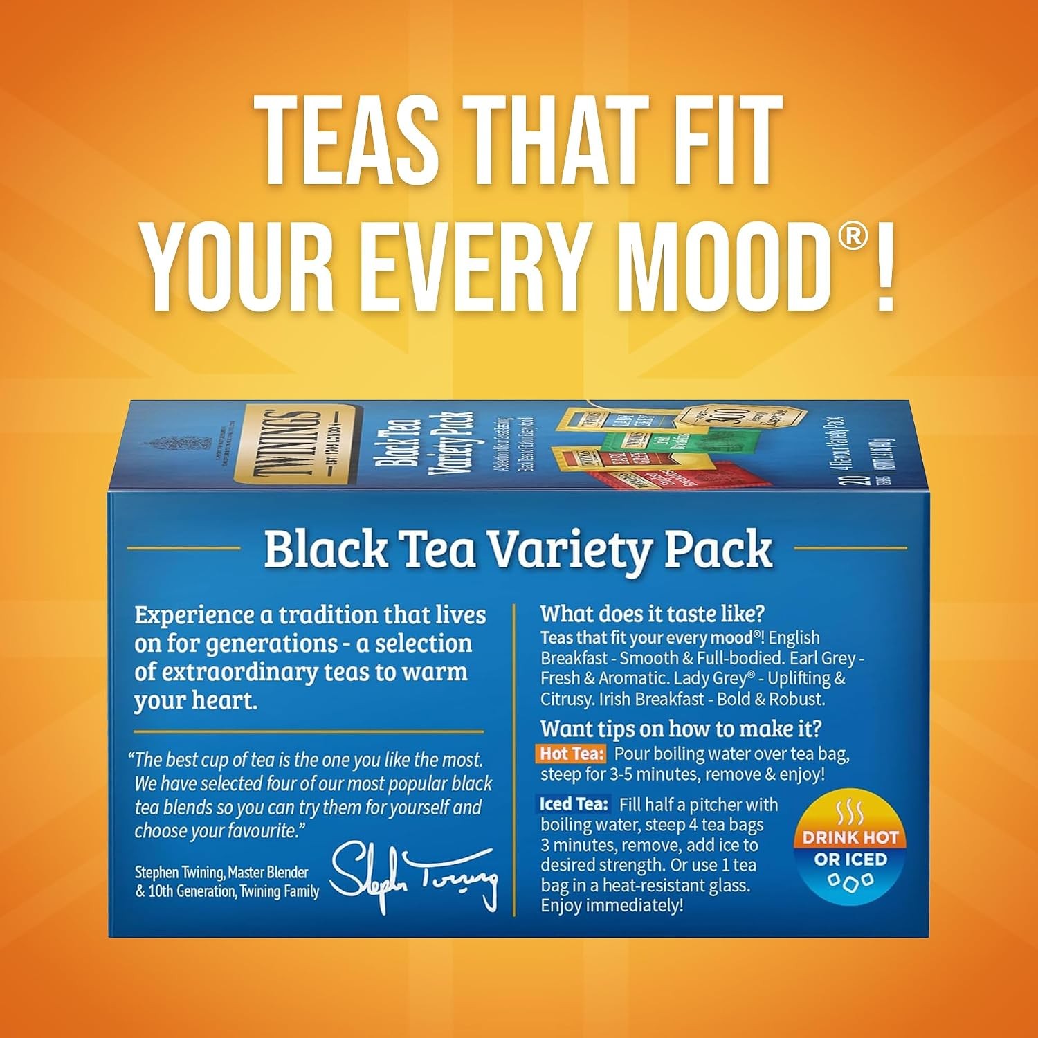 Twinings Variety Pack Black Tea Bags, 20 Count Pack of 1