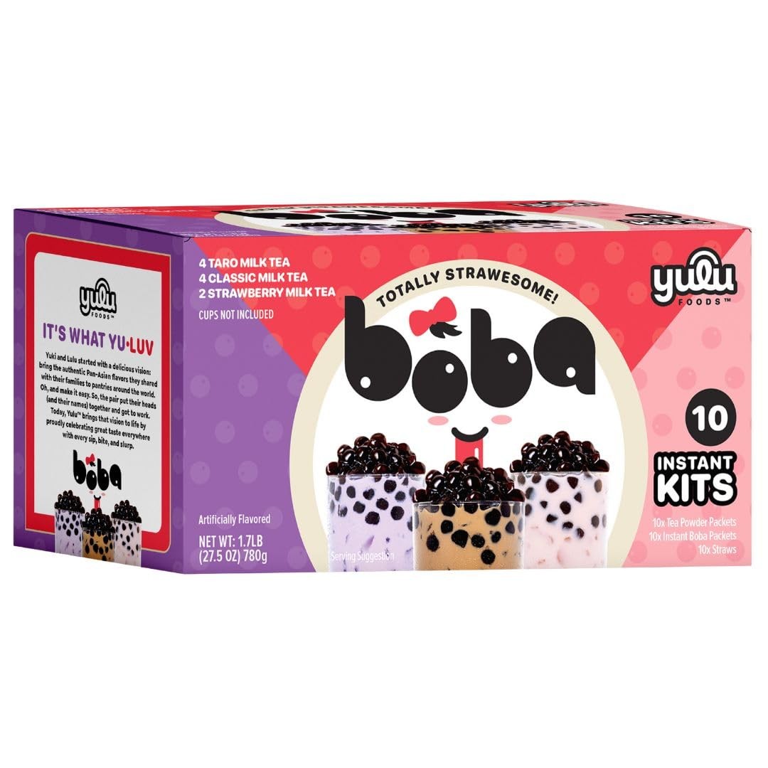 Boba Bundle Kit 10 Serv. Instant Bubble Pearl Variety Milk Tea Kit with Authenti