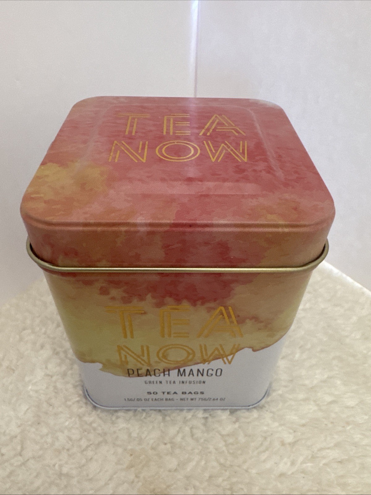 Tin 50 Tea Pcs Green Te With Peach Mango Flavor Package