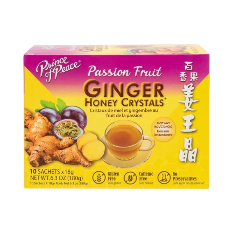 Passion Fruit Ginger Tea Ginger Honey Crystals, 10 Sachets -Prince of Peace