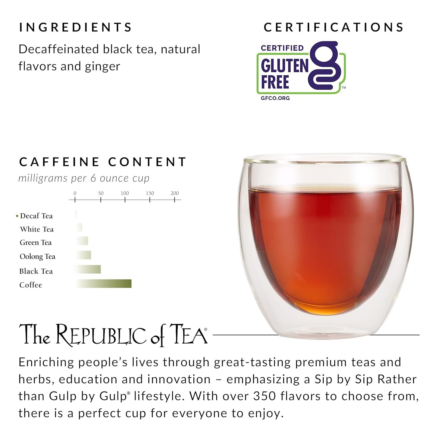 50 Elegant Teabags of Decaf Ginger Peach Black Tea – Allergen-Free Indulgence