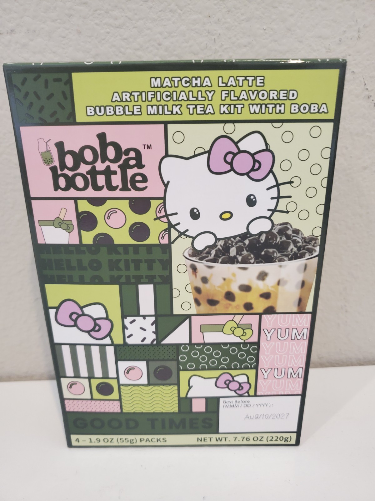 Lot of 6 Hello Kitty Boba Bottle Matcha Latte Bubble Milk Tea, Exp 8/27