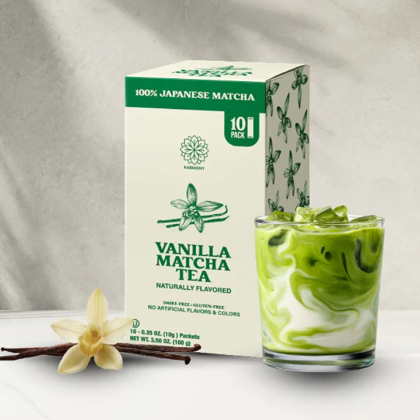 20 Harmony Matcha Vanilla Japanese Matcha, Sweetened w/ Organic Sugar On-the Go