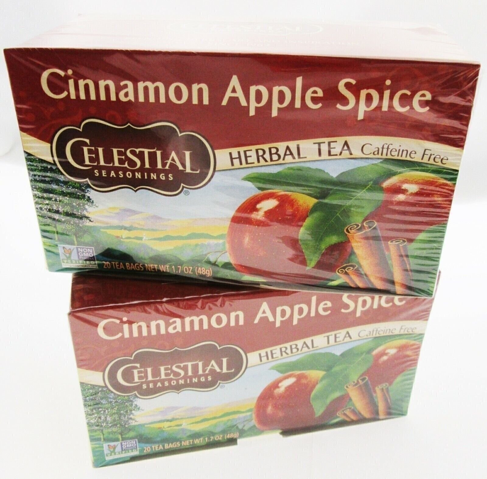 Celestial Cinnamon Apple Spice Herbal Tea 20 bags each ~ Lot of 2