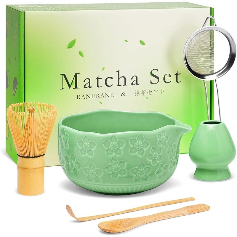 Cherry Blossom Matcha Set Bamboo Whisk Bowl Sifter Gift Authentic Tea Experience