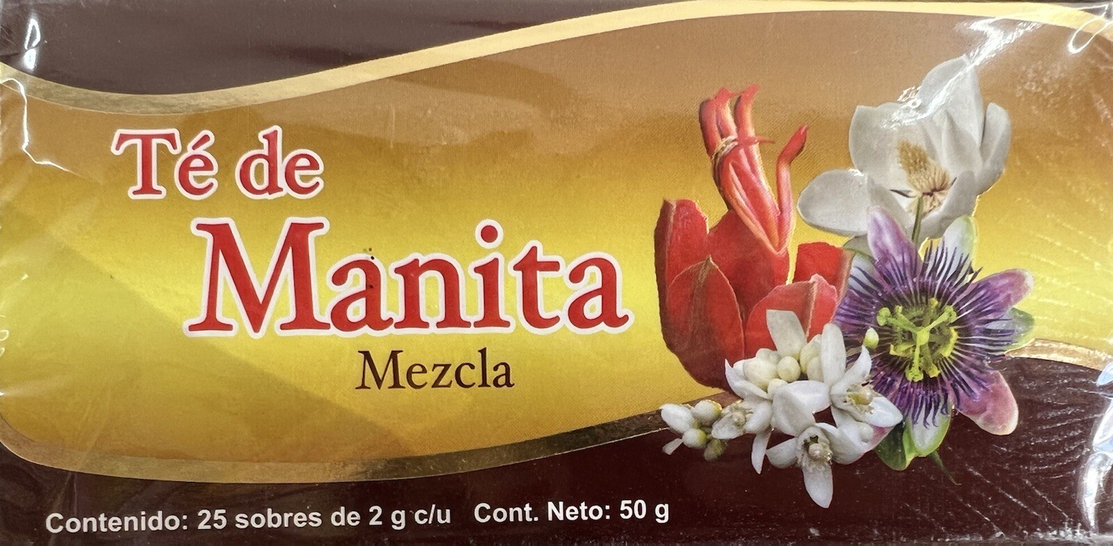 Te de manita 25 tea bags con toronjil pasiflora palo Brasil valeriana damiana