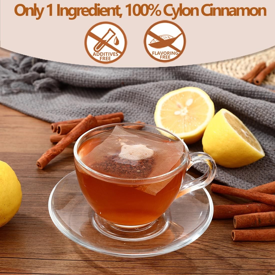 Premium 100 Pure Ceylon Cinnamon Tea Bags, Made with 100% Ceylon Cinnamon Sticks