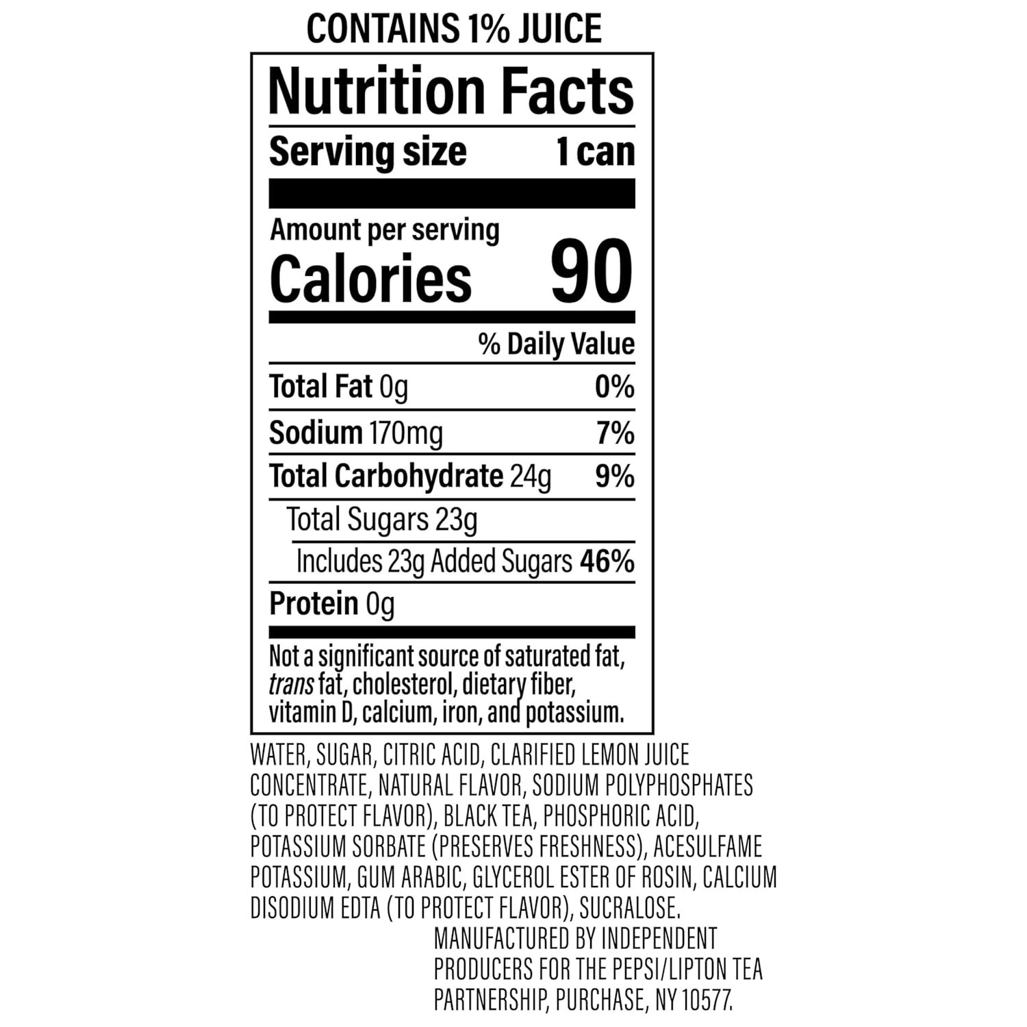 Lipton Fusions, Pineapple Mango Lemonade Iced Tea, 16 Fl Oz Cans Pack of 12