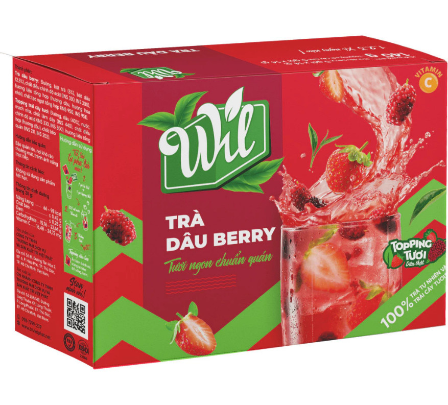 Vietnamese Tea Strawberry Berry Tea With Real Topping 140G (5 Packs x 14g)
