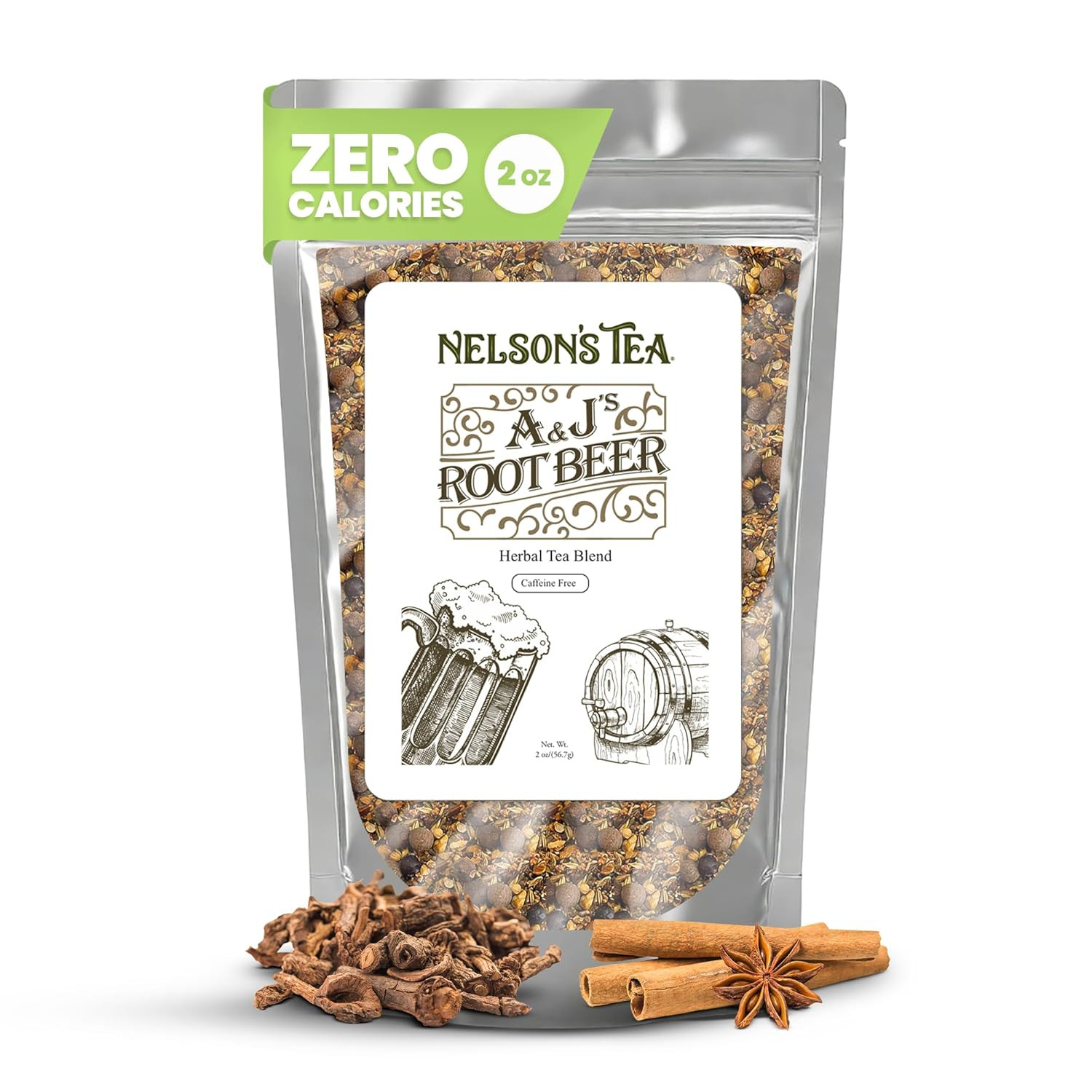 A&J’S Root Beer – Cut & Sifted Sarsaparilla Root Tea Loose Leaf – Caffeine Free,