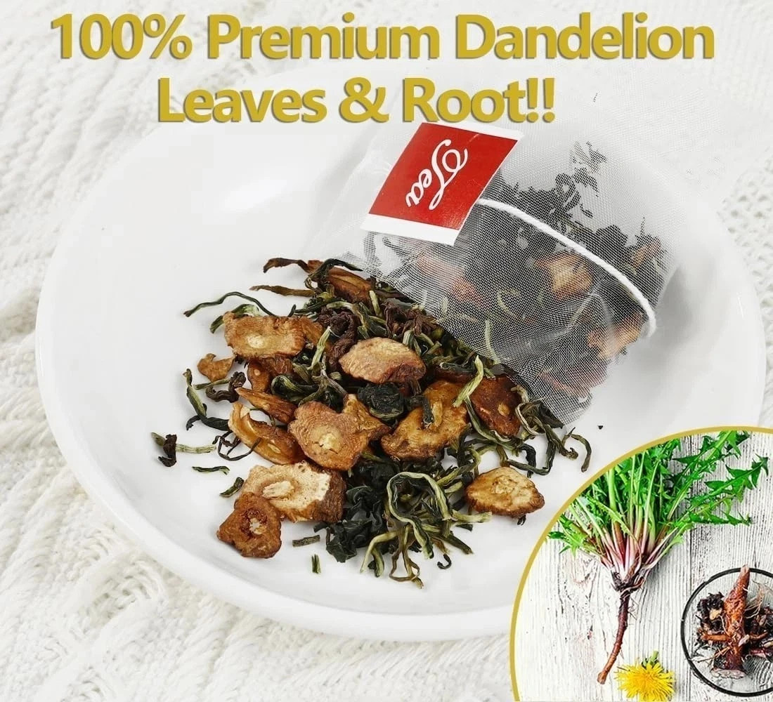 Dandelion Tea 100-Leaf & Root Herbal Tea Bags for Liver & Kidney Health Detox