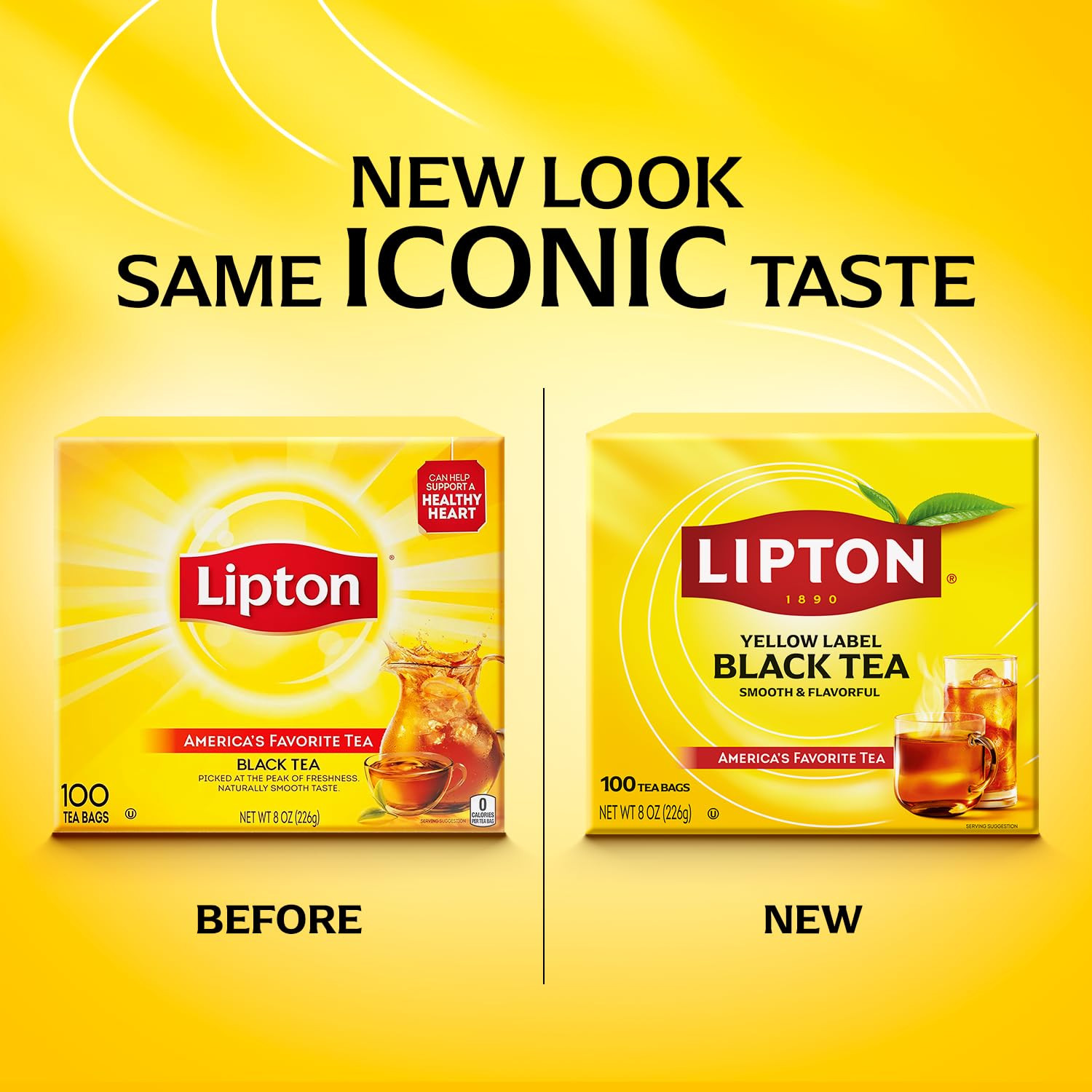 Lipton Black Tea Bags, Hot or Iced High Caffeine Tea, 100 Count (Pack of 1)
