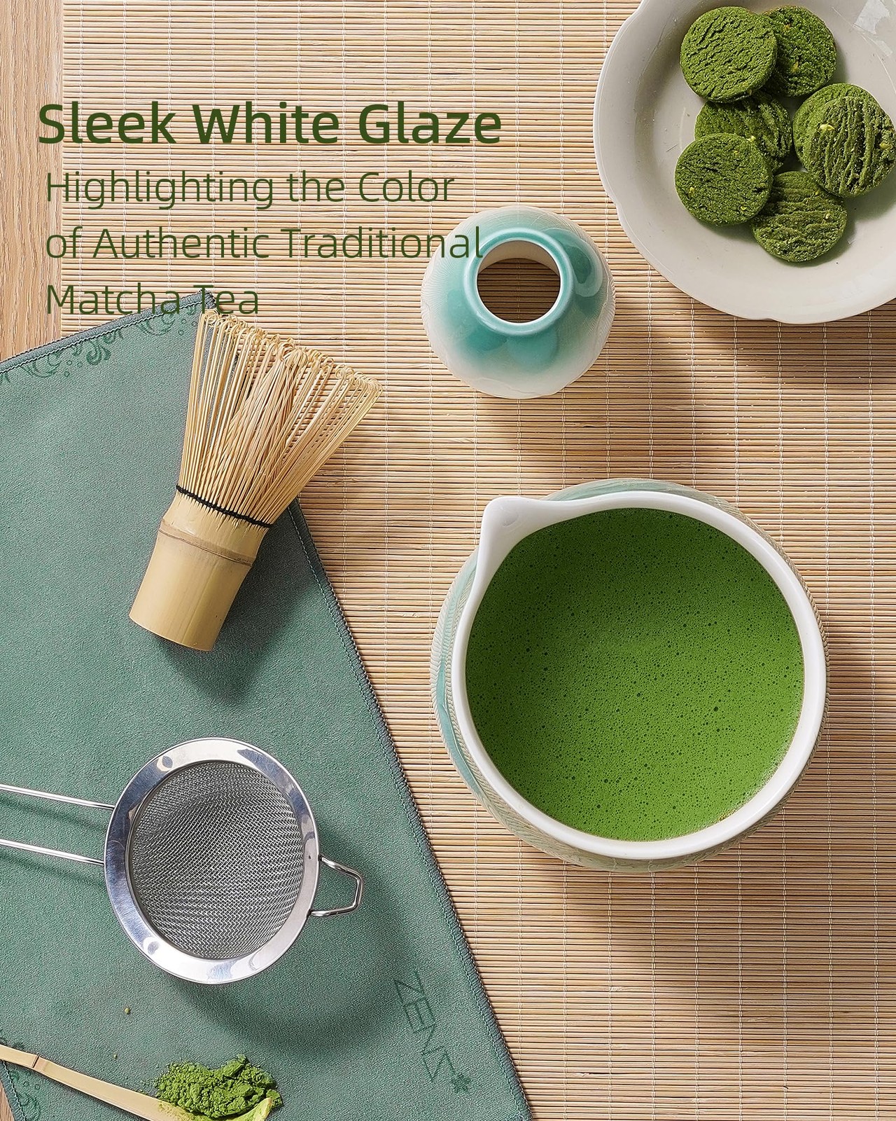 Matcha Whisk Set, 6Pcs Matcha Set Includes Ceramic Bowl, Bamboo Whisk and Cha…