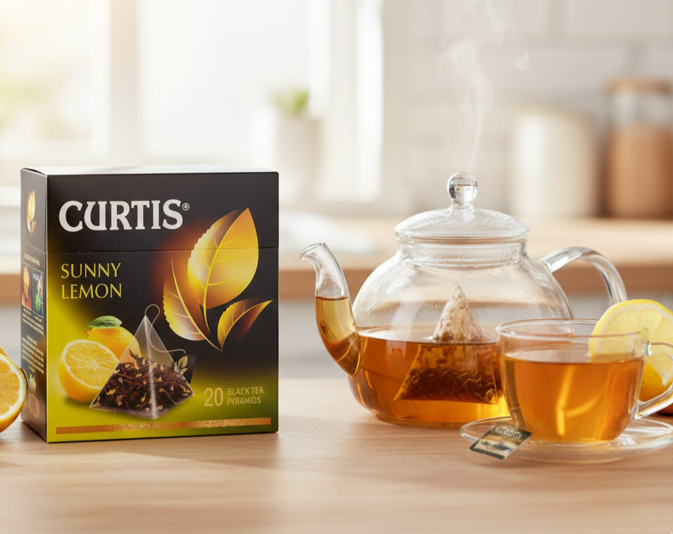 Curtis Tea Sunny Lemon – Premium Black Tea with Lemon Zest – 20 Pyramids