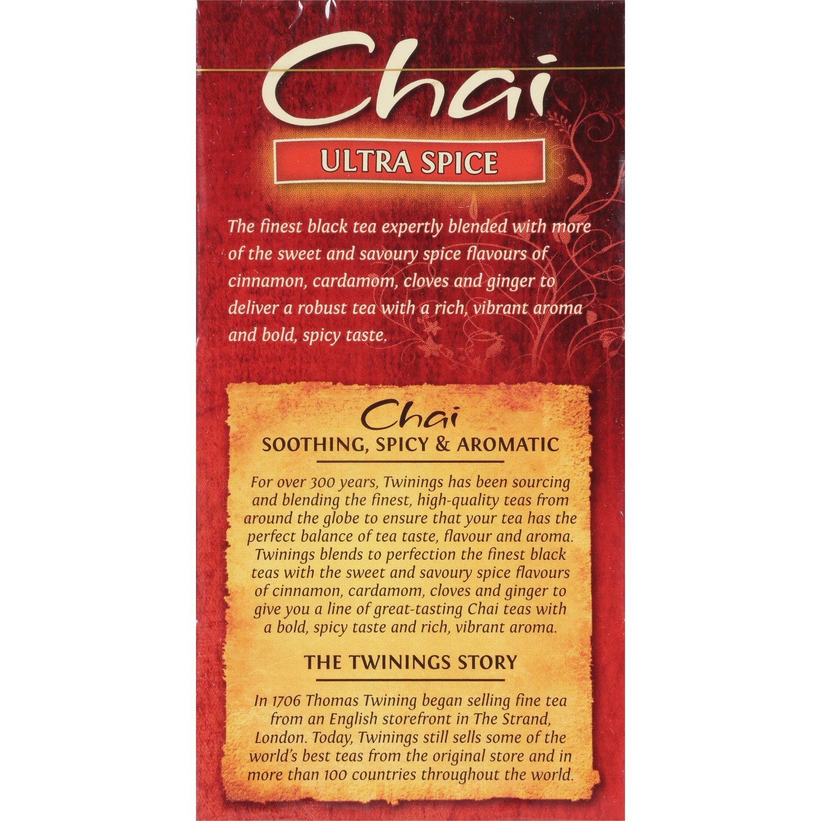 Twinings Chai Tea Bags 20 Count Spicy Black Tea with Cinnamon Ginger Cardamom