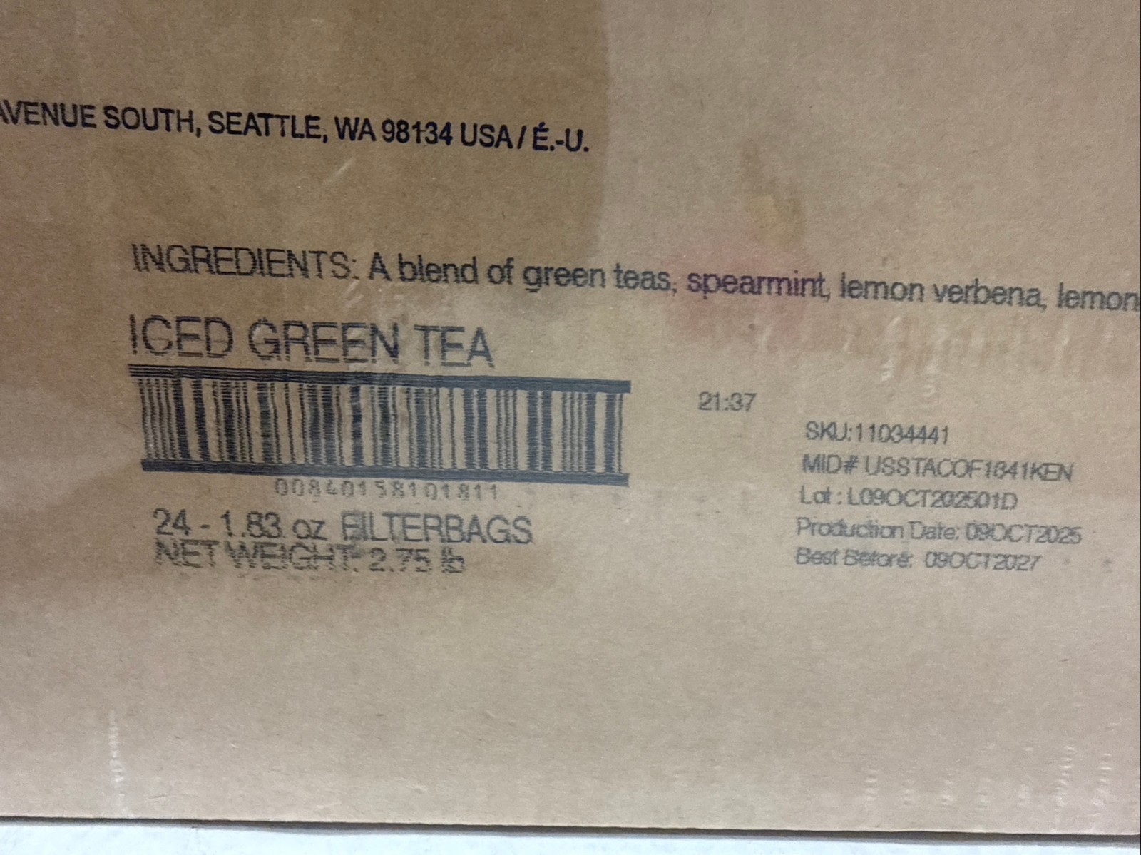 Starbucks Teavana Iced Green Tea Filter Bags (24 Pack) BB 10/09/2027