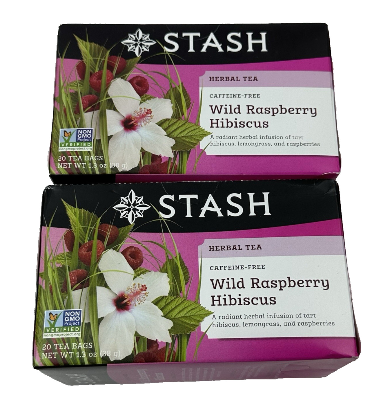 (2) Stash Wild Raspberry Hibiscus Herbal Tea Caffeine-Free 20 Tea Bags BB 09/27