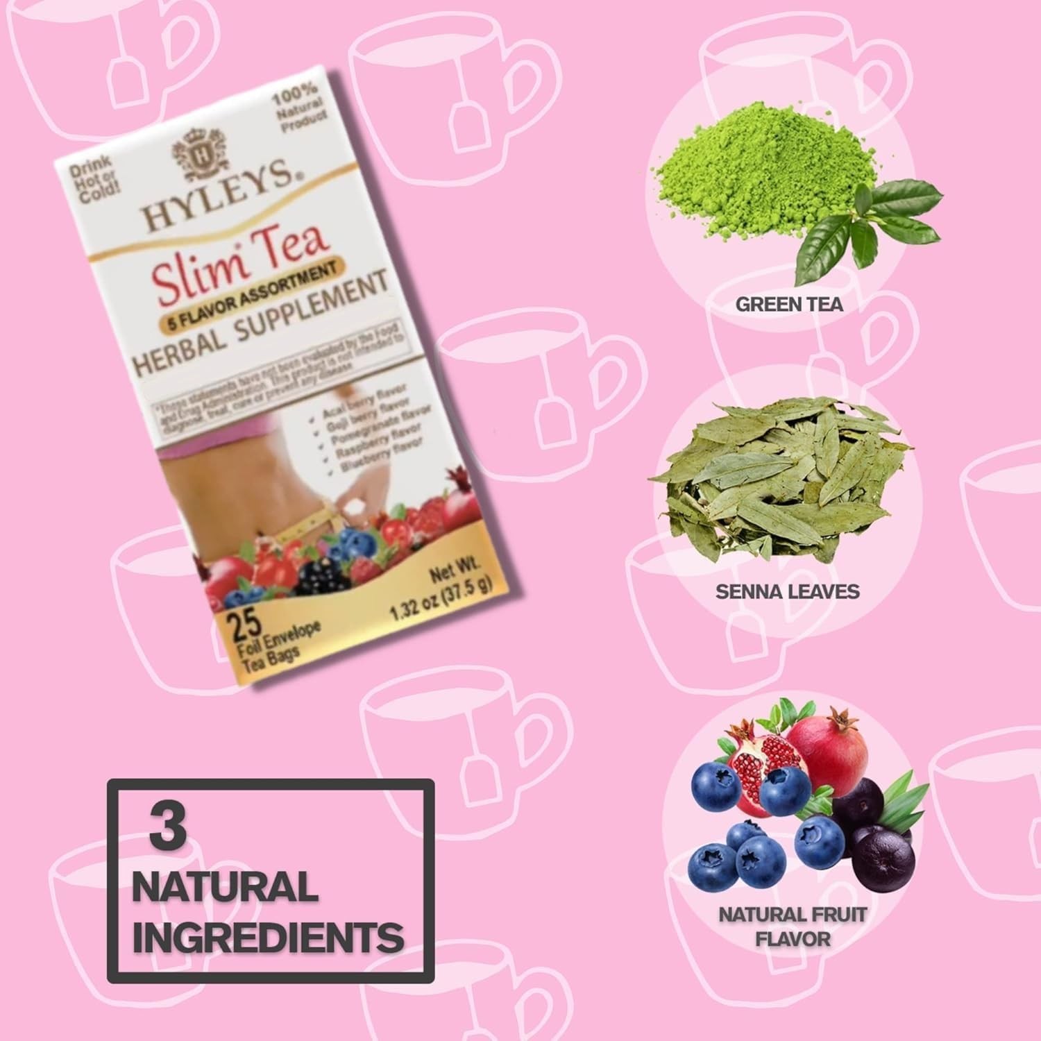 Hyleys Slim Tea Variety Pack – 6 Flavors Including 5 Flavor Assortment Pomegr…