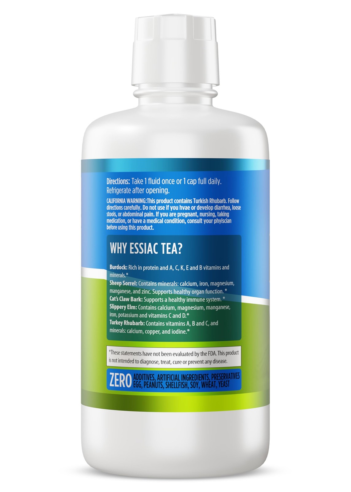 5-Herb Essiac Tea 32oz – Organic Cat’s Claw, Burdock, Elm – 30-Day Supply