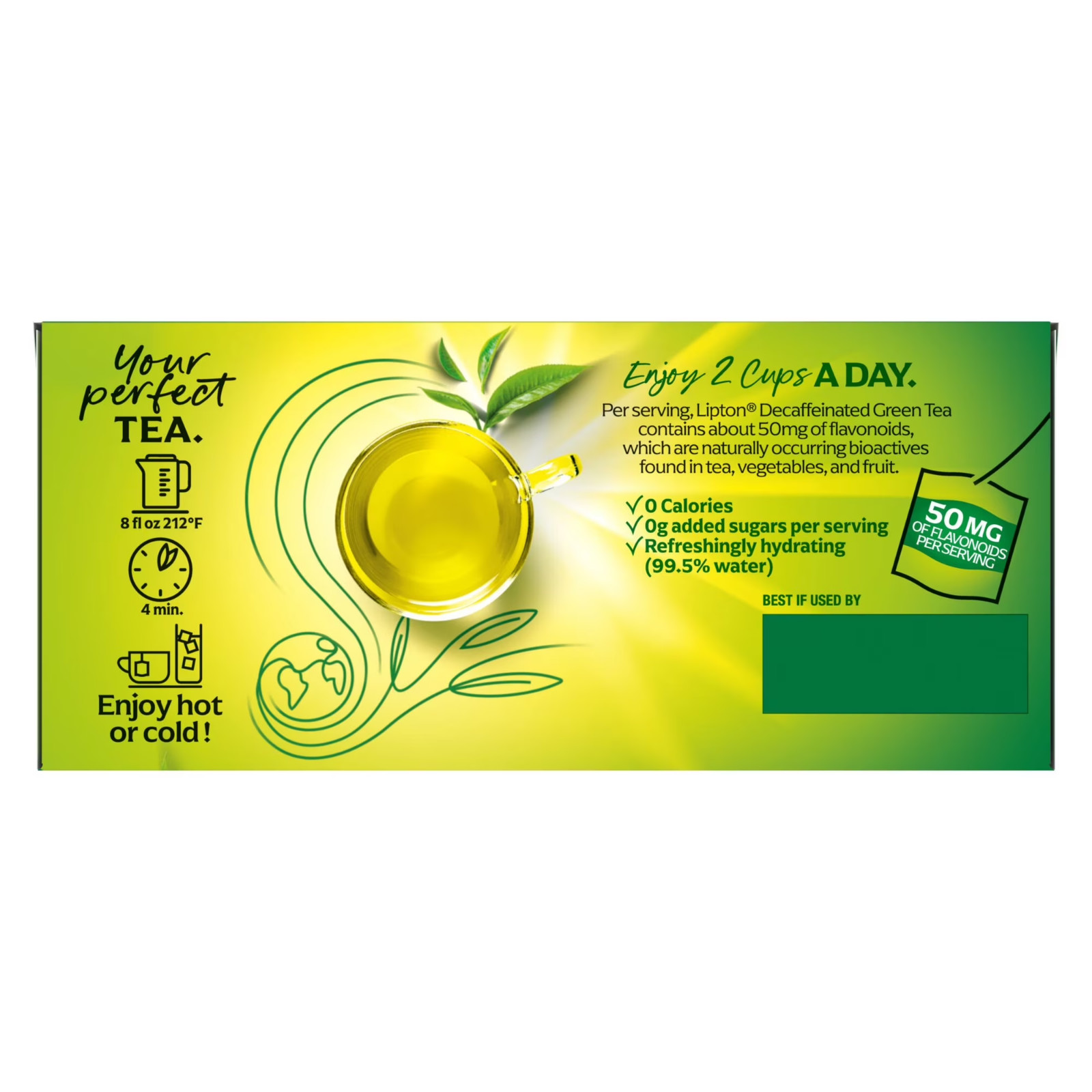 Lipton Green Tea, Decaffeinated, Tea Bags 40 Count Box