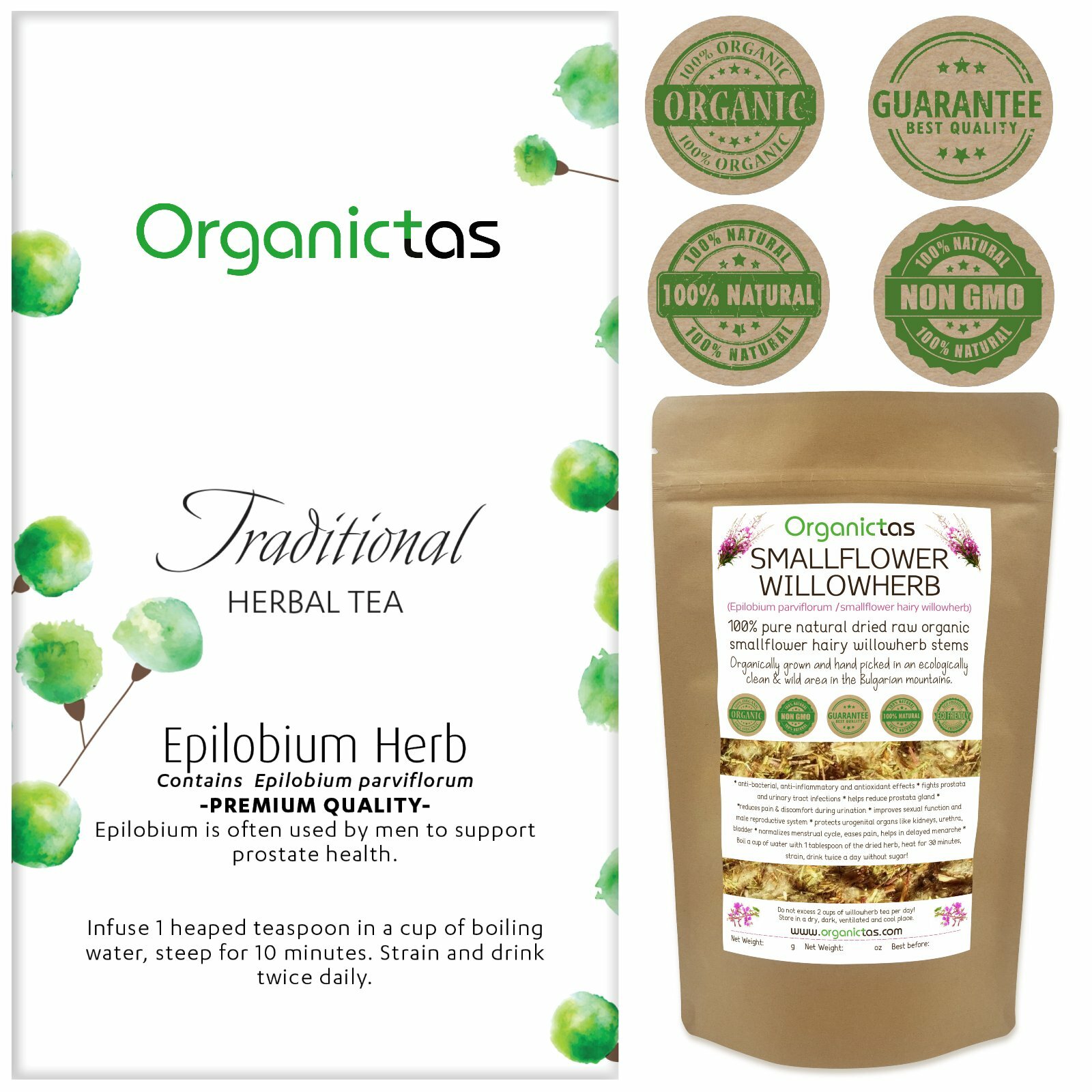 Organic EPILOBIUM PARVIFLORUM Herbal Tea Willowherb Prostate Urinary System 100g
