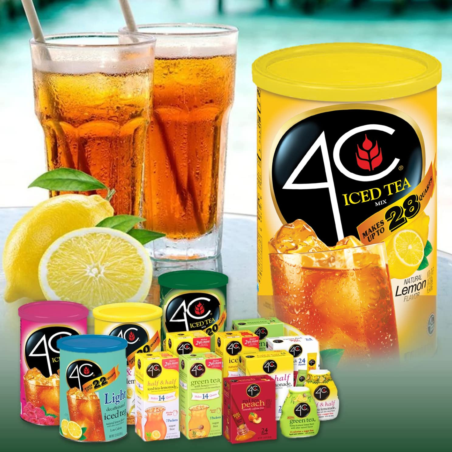 4C Iced Tea Variety Pack Sugar Free Delicious Flavors 1.72 Ounce Pack