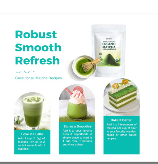 Matcha Powder, USDA-Certified Pure Matcha Green Tea Powder, Premium Culinary Gr