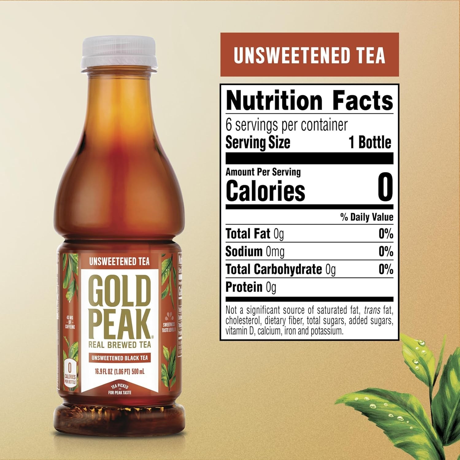 Tea, Unsweet Tea, 16.9 fl oz, 6 Pack