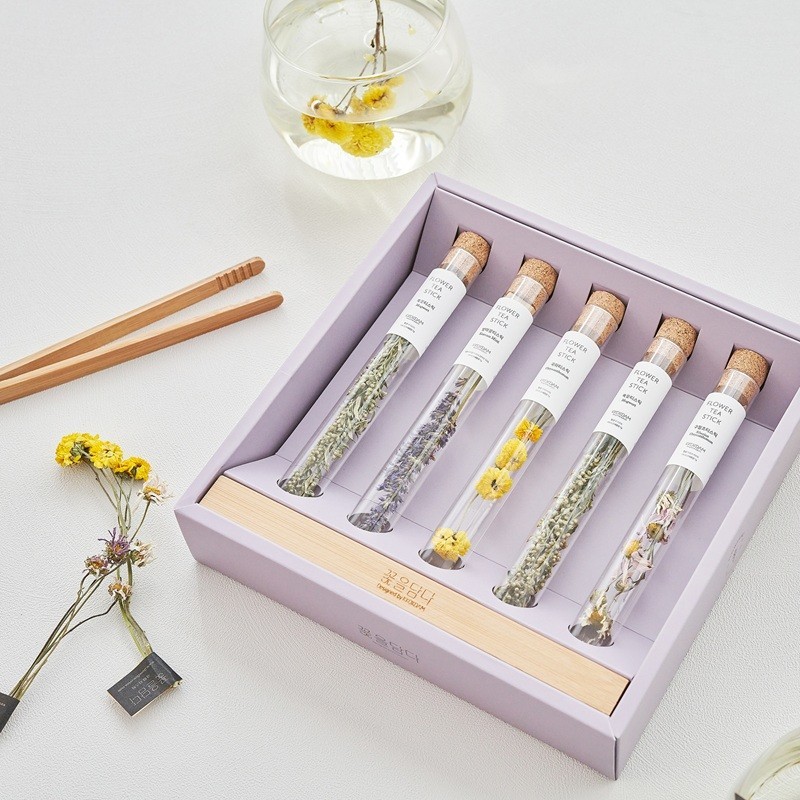 Kkokdam Flower Tea Gift Set with Wood Tray Herbal Tea Sampler