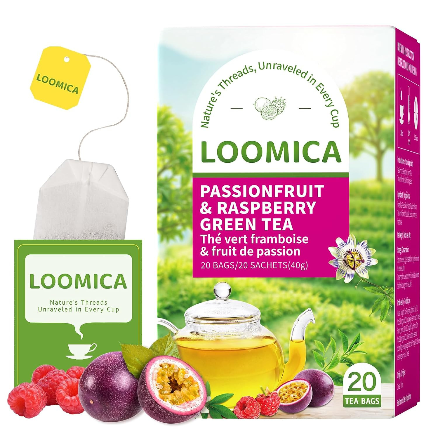 Organic Jasmine Green Tea Bags, Organic Green Tea with Jasmine Flowers, Refreshi