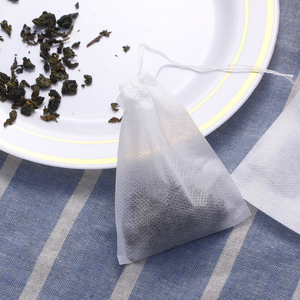 100 Pcs Tea Bag Strainer Pouches for Loose Drawstring Filter Bags Non-Woven