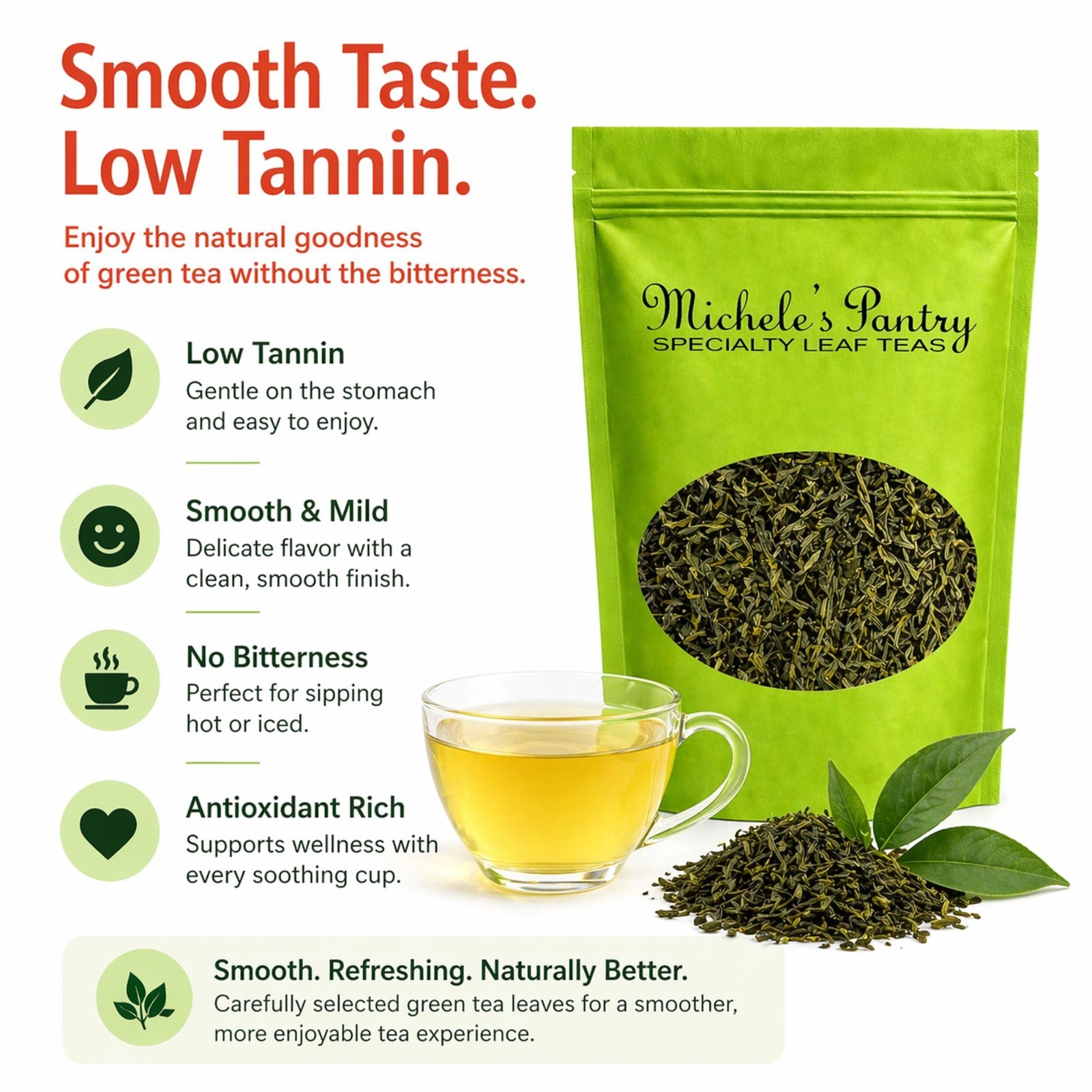 Michele’s Pantry Passion Fruit Bulk Green Tea-16 oz. Loose Leaf Tea
