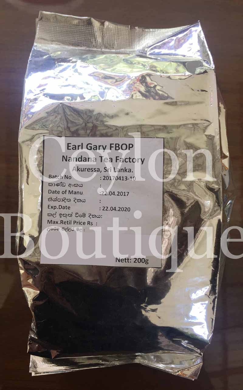 100% Pure Earl Grey FBOP loose black Ceylon tea from Sri Lanka