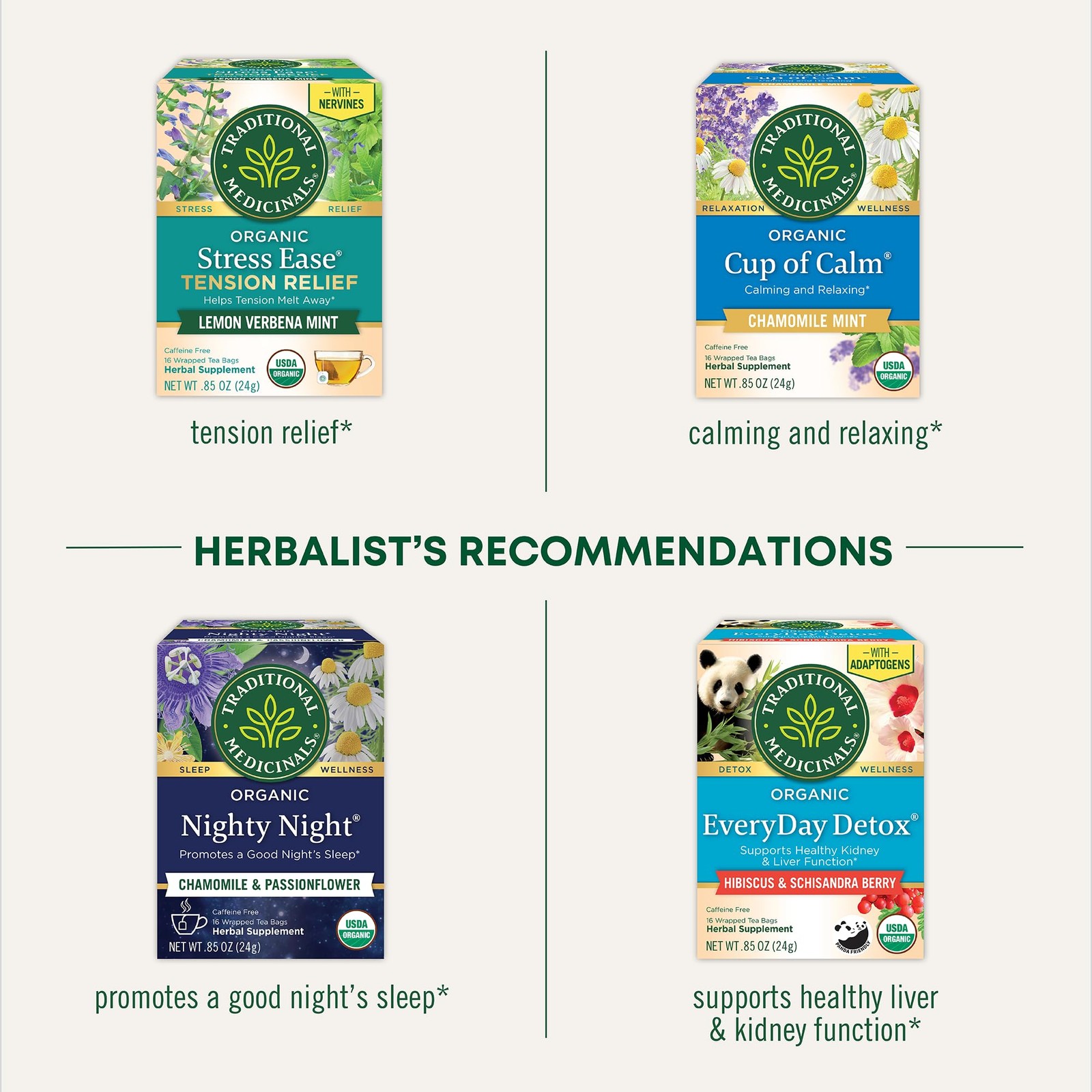 Traditional Medicinals Organic, Stress Ease 16 Count (Pack of 1), No Color