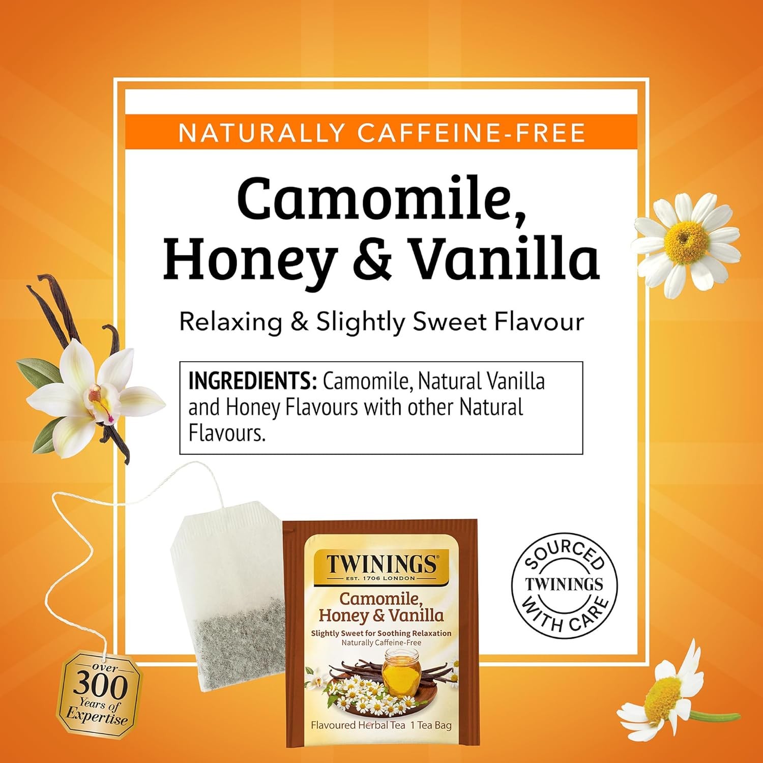 Twinings Camomile, Honey & Vanilla Herbal Tea Individually Wrapped Bags, 100 Cou