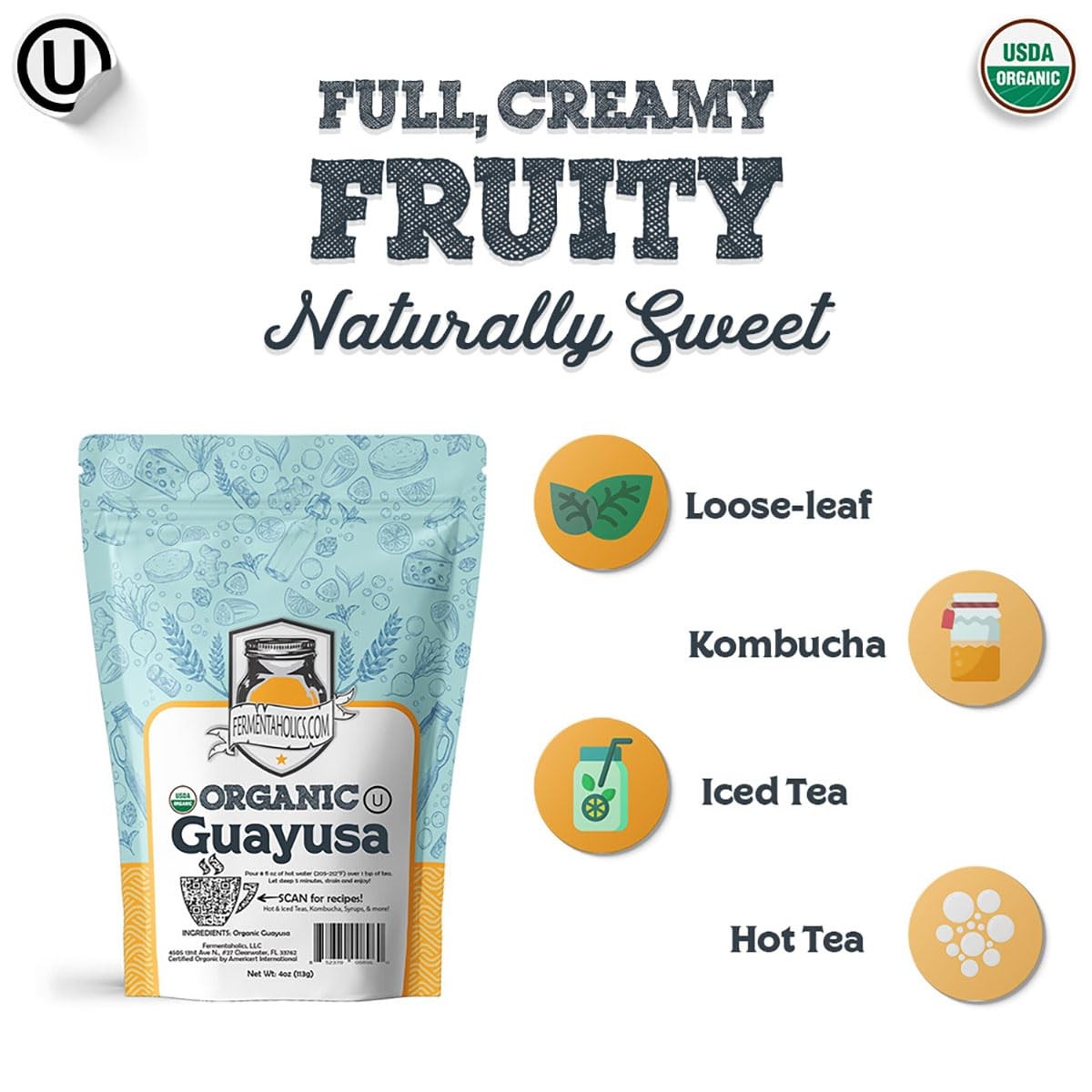 Guayusa Tea – 4 oz – USDA Certified Organic Loose Leaf – OU Kosher – Energizi…