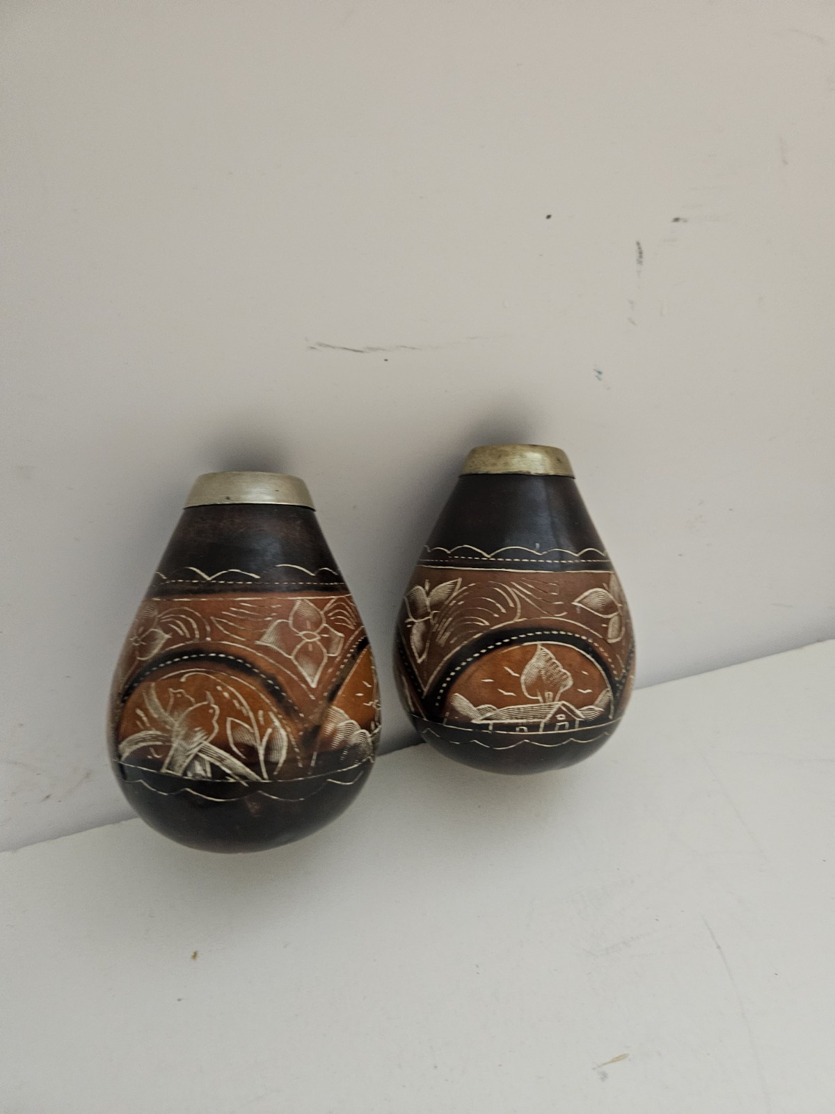 2 Yerba Mate Gourd Drinking Vessels