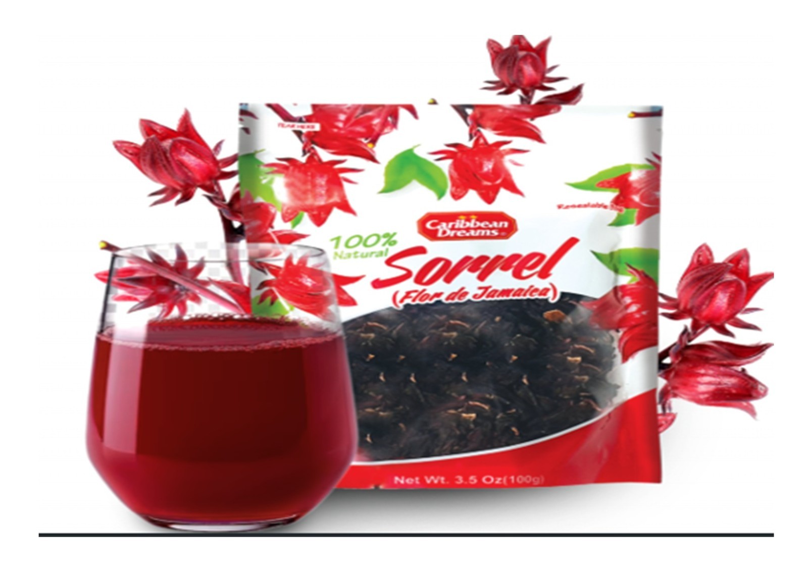 Caribbean Dreams 100% Natural Dried Sorrel (Flor de Jamaica) 100g