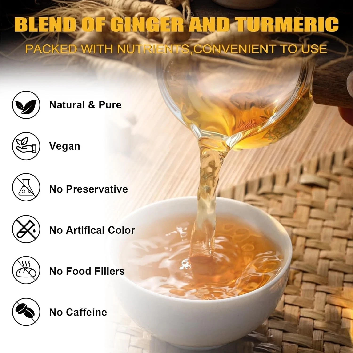 Premium Turmeric Ginger Cinnamon Tea Bags, 100% Natural &No Additive Support