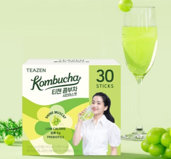 Teazen Kombucha Shine Muscat 5g x 30 Sticks | Korean Kombucha Drink Powder