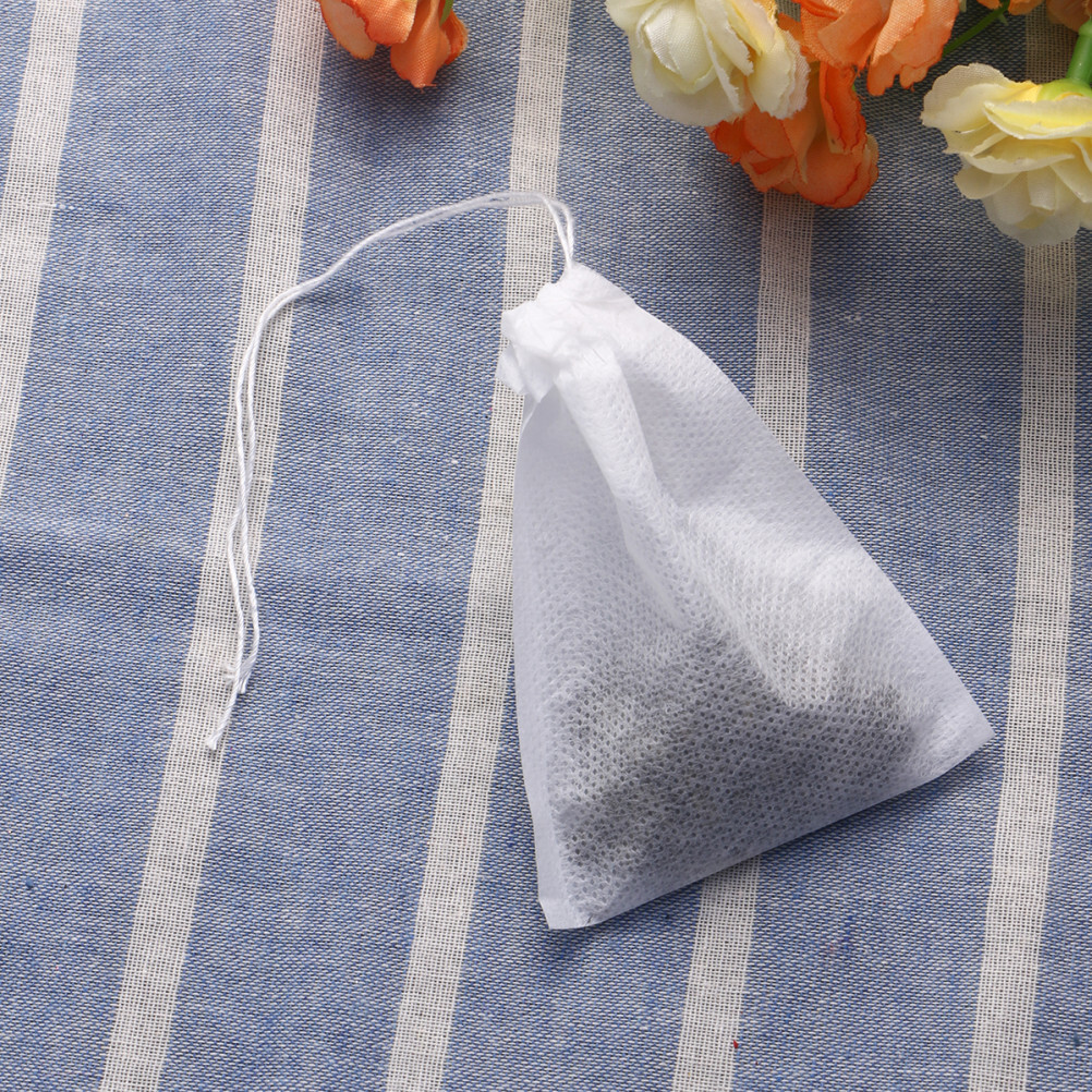 100 Pcs Tea Bag Strainer Pouches for Loose Drawstring Filter Bags Non-Woven