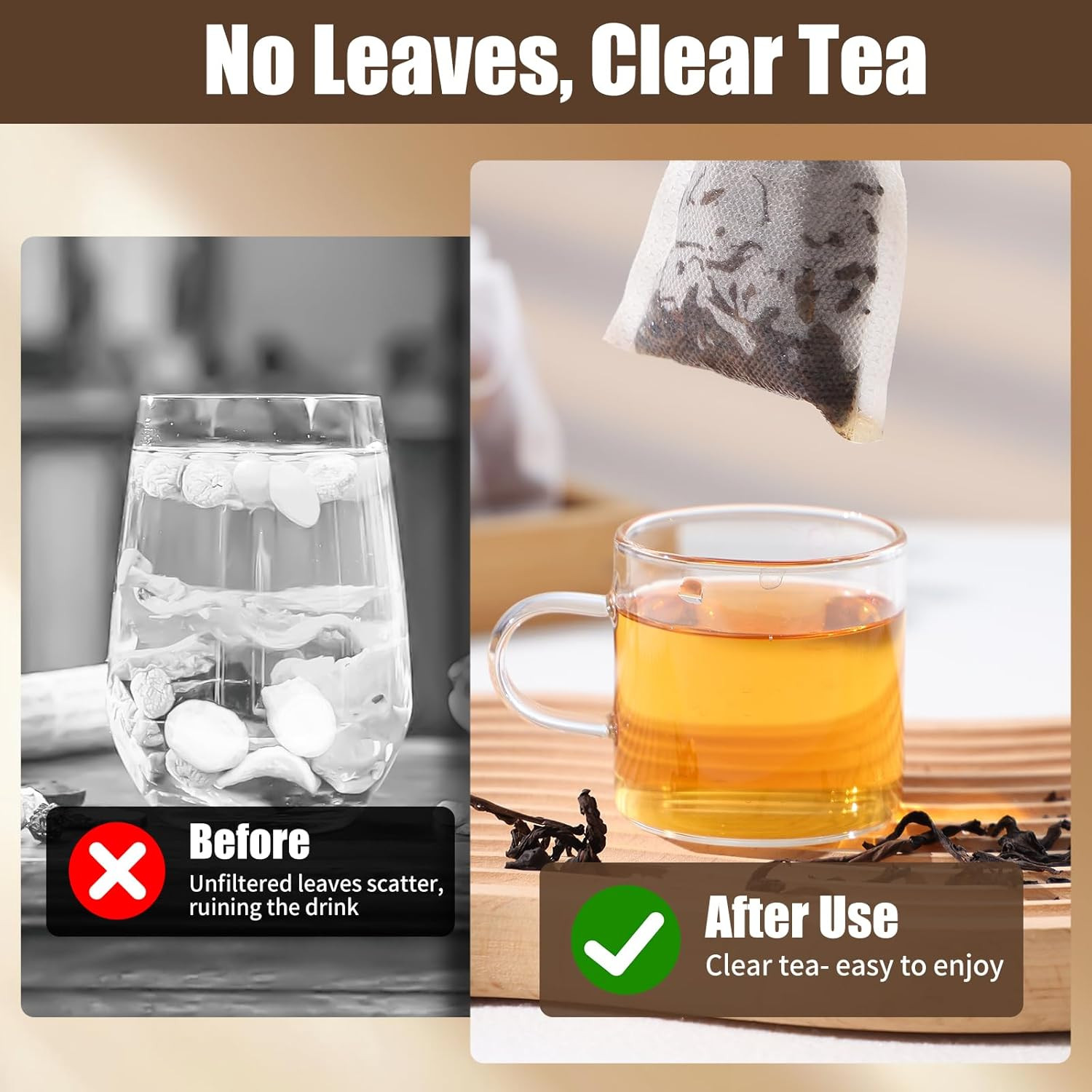 300 PCS Disposable Tea Bags for Loose Leaf Tea, Empty Tea Filter Bags