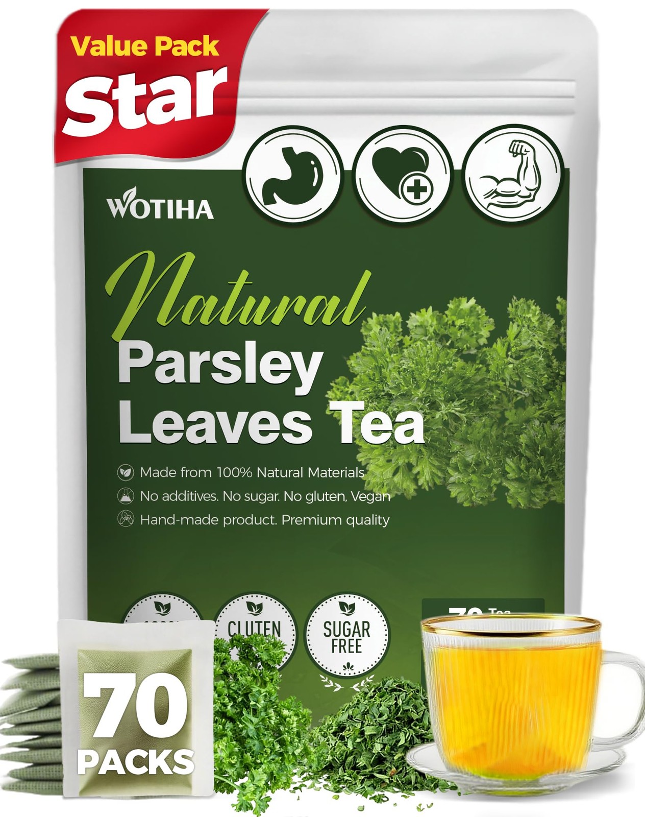 Premium Parsley Tea Bags 70 Counta Natural Parsley Leaf Tea for Kidney & Urin…