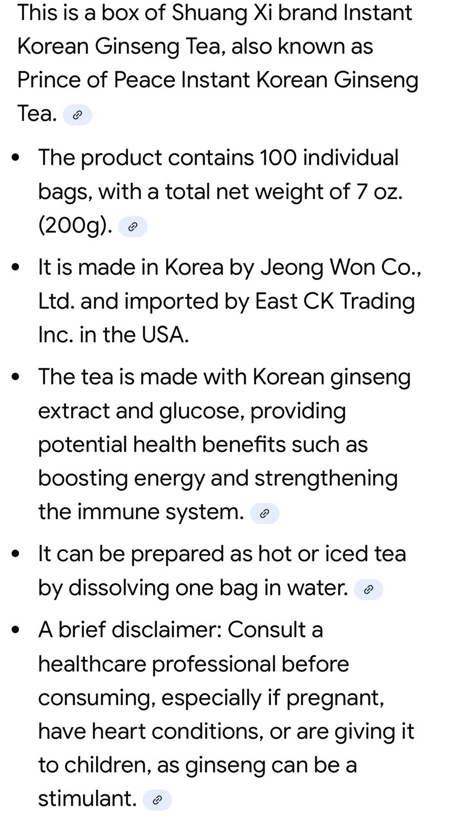100 Pcs Prince Of Peace Instant Korean Ginseng Tea Never Opened Sealed Insam