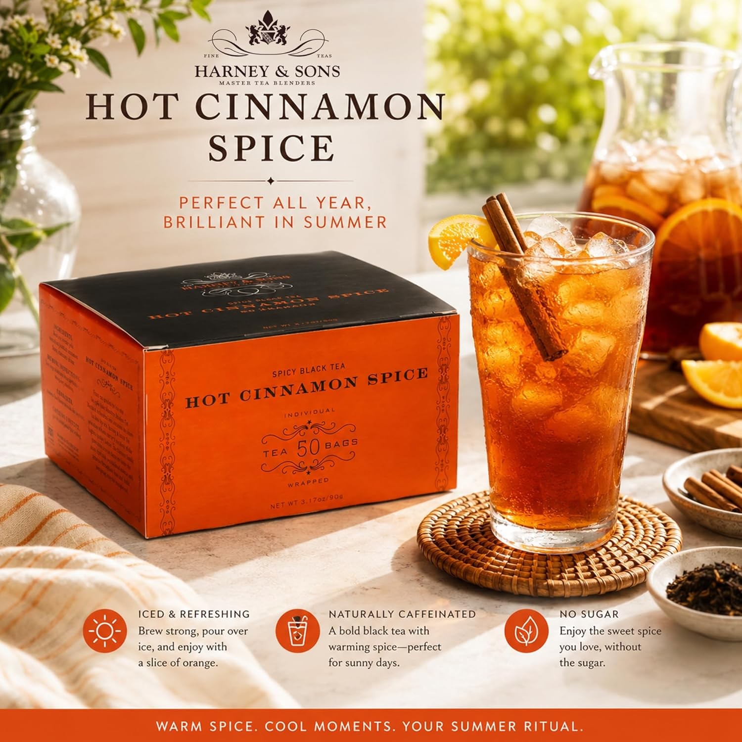 Harney and Sons Hot Cinnamon Spice Black Tea with Clove & Orange – 50 Bags