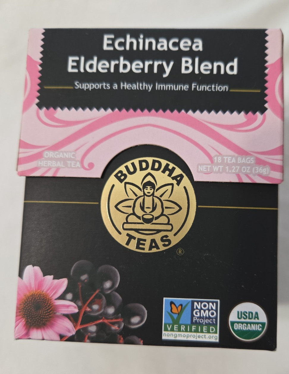 New Buddha Teas Organic Echinacea Elderberry Blend, 18 Bleach-Free Tea Bags