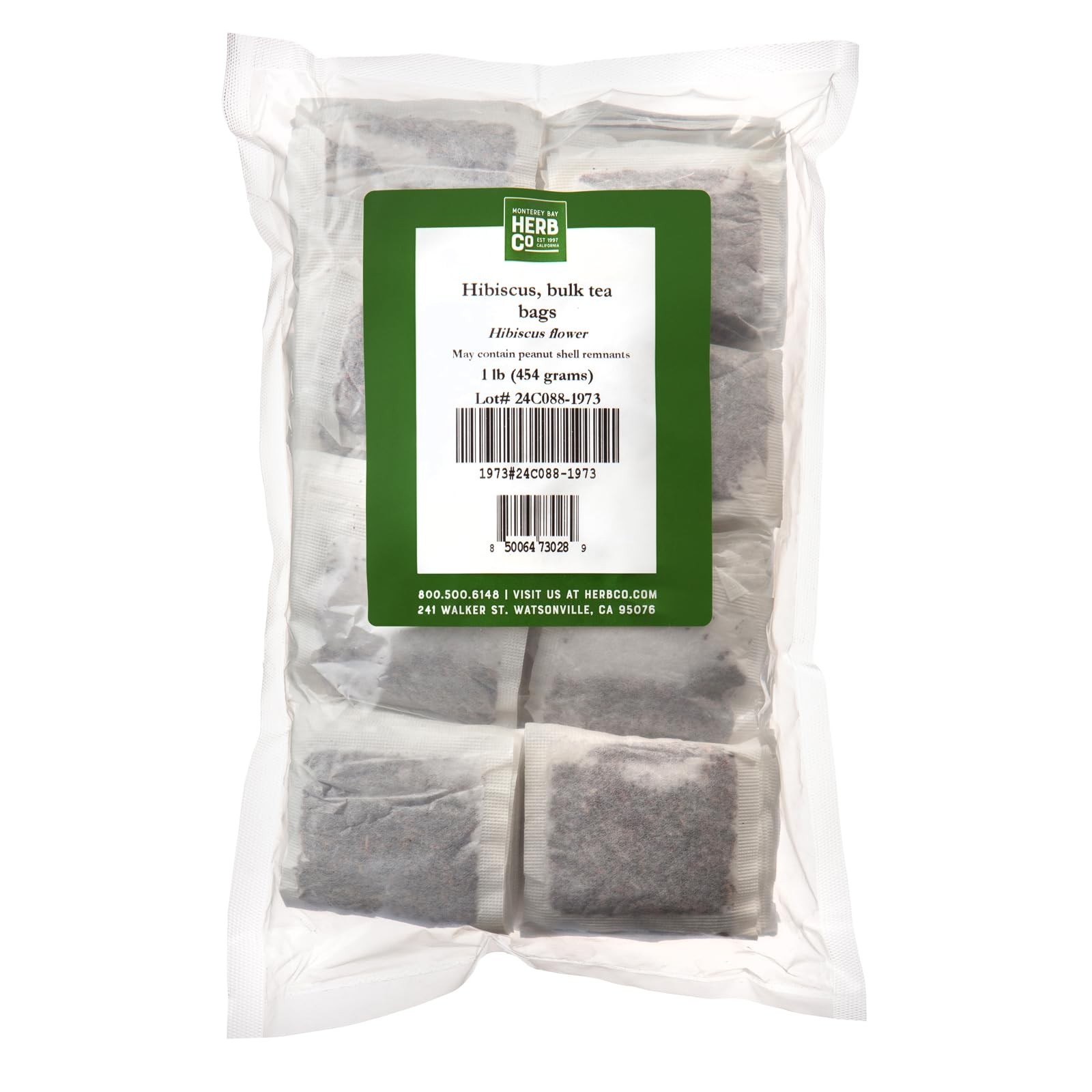 Hibiscus Tea Bags, by Herb Co, Hibiscus Sabdariffa, Caffeine Free, Unbleached…