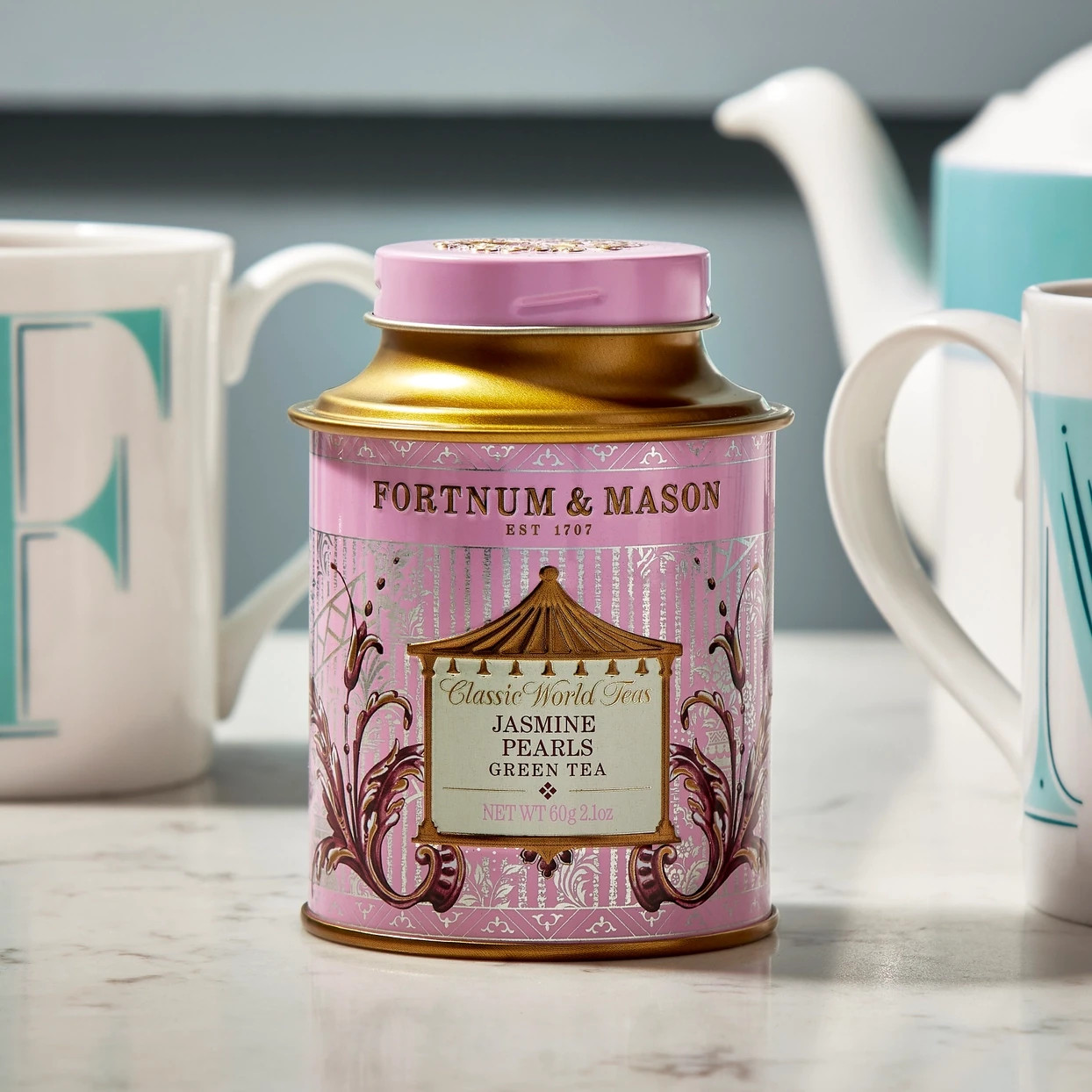 Fortnum & Mason Jasmine Pearls Loose Green Tea Tin 60g – Imported British Tea