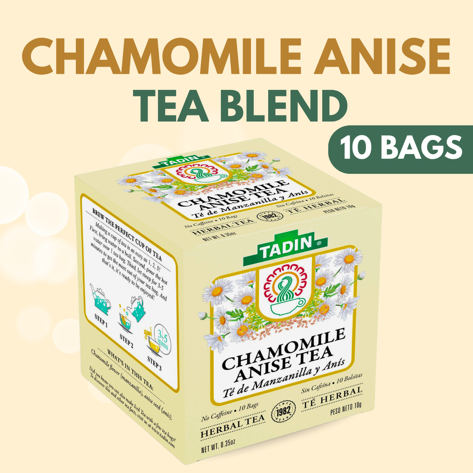 Tadin Chamomile Anise Herbal Tea 6 Boxes Of 10 Bags Per Box (60 Bags)